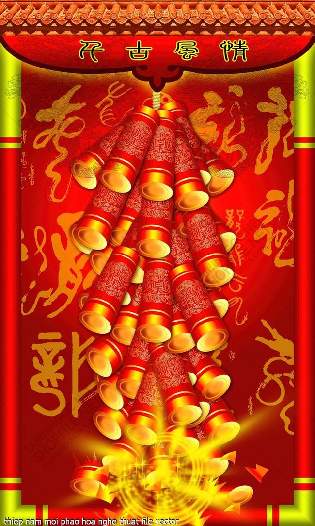 thiep nam moi phao hoa nghe thuat file vector